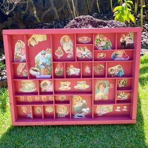 Retro Handmade Wooden Curio Display Shelf